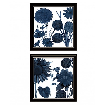Set Of Two Sunflower Blues 1 Black Framed Print Wall Art, 2PK