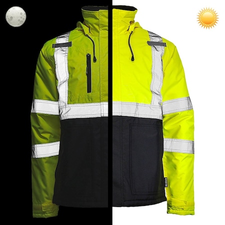 Dome75 Hi-Vis Chore Coat, 300 Denier Polyester, Class ANSI/ISEA 107-2020 Class 3 Type R, 2X DJC3632