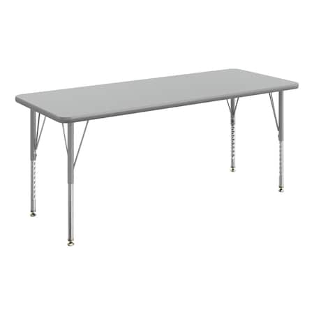 Flash Furniture Wren 60 in x 24 in Adjustable Height Activity Table, Thermal Laminate Top, Short Legs, Gray XU-A2460-REC-GRY-T-P-GG