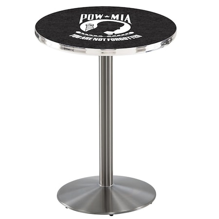 Holland Bar Stool Co 36" Stainless Steel POW/MIA Pub Table, 36" dia. Top L214S3636POWMIA