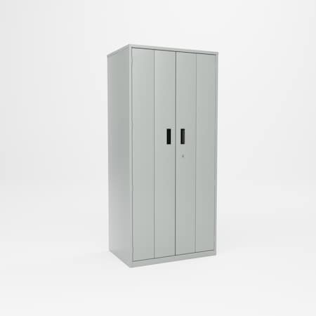 Pucel Bi-Fold Door Storage Cabinet, 36 in W x 78 in H x 24 in D, Black BDSC-3678-24-4