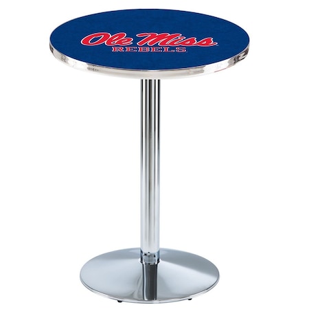 Holland Bar Stool Co 42" Chrome Ole' Miss Pub Table, 36" dia. Top L214C4236MssppU