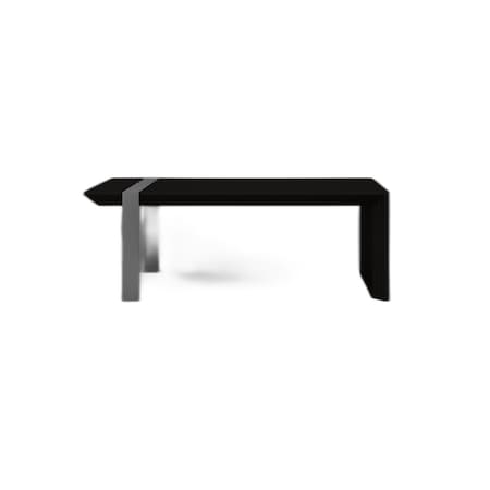 Homeroots 48" Black And Silver Wood And Stainless Steel Distressed Sled Coffee Table 554272