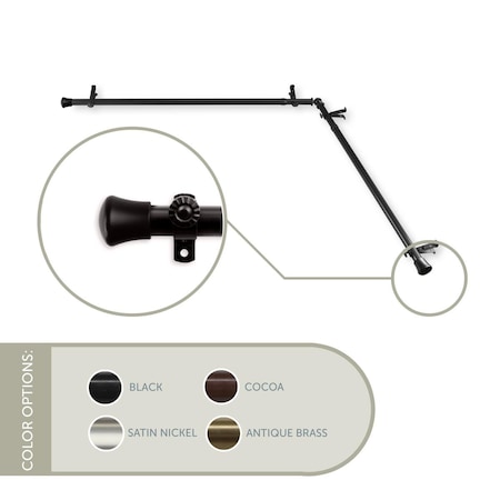 Central Design 0.8125 in. Single Corner Curtain Rod with 48 to 84 in. Extension on Each Side, Black CORNER-482