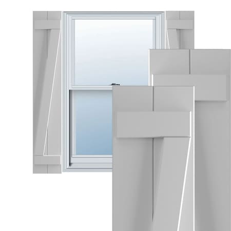 Ekena Millwork True Fit PVC Two Board Joined Board-n-Batten Shutters w/Z-Bar, Primed , 10 3/4"W x 54"H TFP102BBF11X054PR