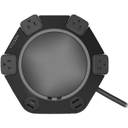 Accell Outlet Strip, Surge, USB, 4 Outlet(s) 8 ft. D080B-042B