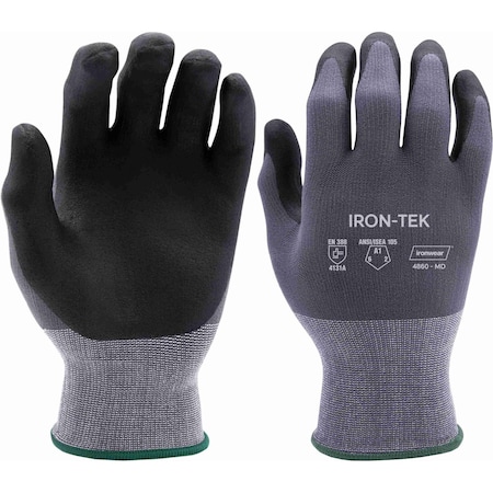 Ironwear Coated Gloves, Grey / Black, L 1 PR 4860-LG