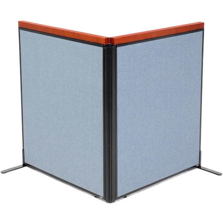Global Industrial Interion Deluxe Freestanding 2-Panel Corner Room Divider, 36-1/4"W x 43-1/2"H Panels, Blue 695072BL