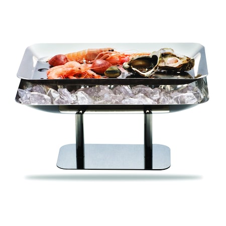 Mepra Plateau Royal Elevated Rectangular Seafood Presentation - 1 Piece - Stainless Steel 200252G