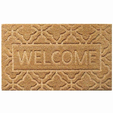 Gardenised Heavy Duty Coco Coir Doormat with Non Slip PVC Baking Embossed Design, Cozy Welcome QI004882