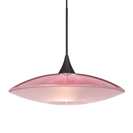 Besa Lighting Besa Spazio Pendant, Red/Frost, Black Finish, 1x 5W LED 1XT-6294RD-LED-BK