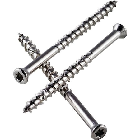 Simpson Strong-Tie Deck Screw, #10 Thread, 2-1/2 in L, Box Thread, Flat Head, 6-Lobe Drive, Stainless Steel T10250DWP