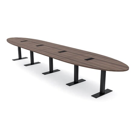 Skutchi Designs 18 Person Conference Table With Power Unit | 20' Oval Table | Harmony Series HAR-OVL-48X240-T.BK-H3041-EBLK