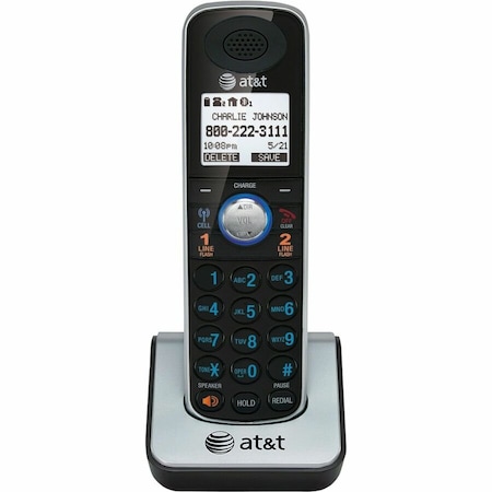 Att AT&T TL86009 DECT 6.0 Accessory Handset for AT&T TL86109, Black - Cordless - Headset Port - Silver TL86009