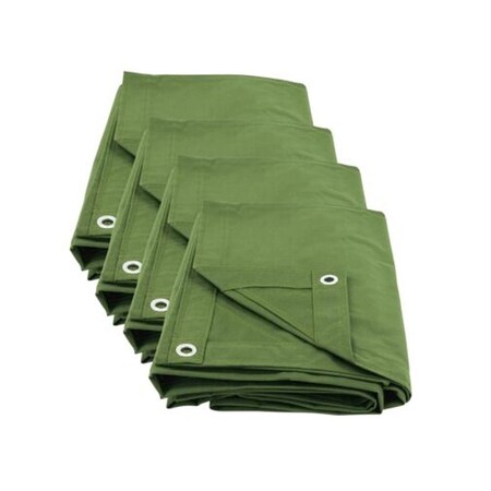 Mytee Products 6ft x 8ft Green Canvas Tarp 12oz Heavy Duty Water Resistant, 4PK CT6-8-Gx4