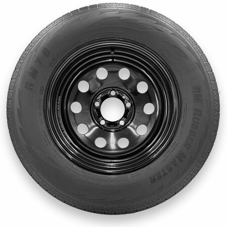 Rubbermaster - Steel Master RubberMaster A78-13 (ST165/80D13) 6 Ply TL Highway Rib Tire on a 5 on 4.5 Bolt Silver Eight Spoke Wheel 599552BLK