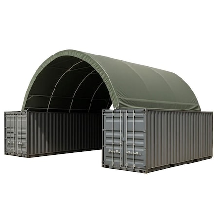 Mytee Products 40x20ft Military Green PVC Shipping Container Shelter Roof No End Walls Durable CSB4020-MG