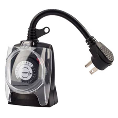Nsi Tork 24 Hrs Plug-In Timer Two Grounded Outlet-125V Outdoor 30 Minute Tabs, Black TO132778