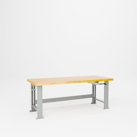 Pucel Hardwood Top Hydraulic Bench, 72 in W x 30 in D x 41 in H, Manual, Light Blue HBW-3072-M12