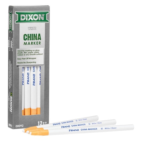 Dixon Phano China Markers, White, 12PK X00092