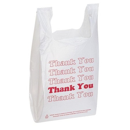 Store Supply Warehouse White Thank You Plastic T-Shirt Bags, 500PK 90122