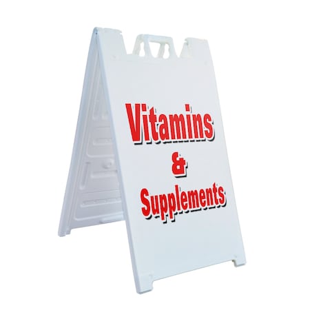 Signmission Vitamins & Supplements, A-Frame & 2 Decals Installed, Heavy-Duty Plastic Frame SBHD-D-2436-Vitamins & Supplements