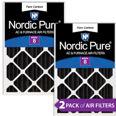 Nordic Pure 12x24x4 Pure Carbon Pleated Air Filter, High Capacity, MERV 8, 2 PK 12x24x4PCP-2