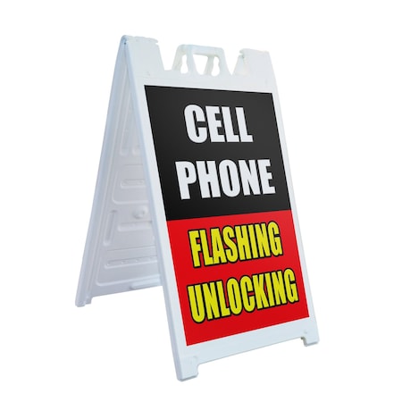 Signmission Cell Phone Flashing Unlocking, A-Frame & 2 Sign Inserts, Heavy-Duty Plastic Frame SBHD-C-2436-CellPhoneFlashingUnlocking