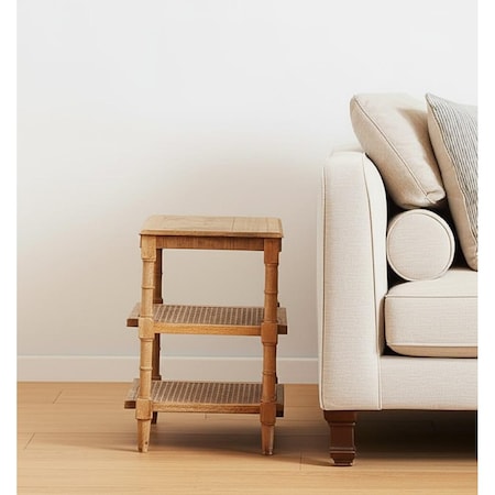 Homeroots 24" Natural Solid Wood End Table With Two Shelves 632710