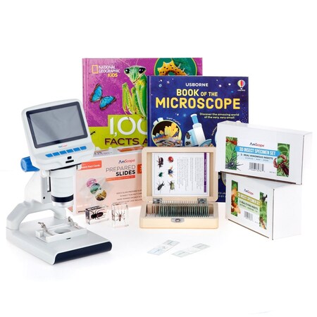 Amscope Kid's Genuine Insect Discoverer Set featuring featuring 1080P HD Portable LCD Digital Color Microsc KVB-INST-140-DIS