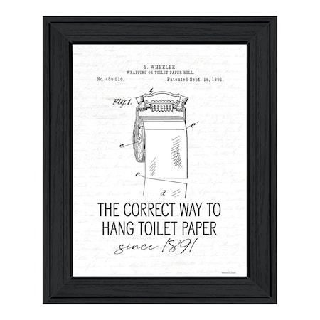 Homeroots Correct Way to Hang Toilet Paper Black Framed Print Bathroom Wall Art 530088