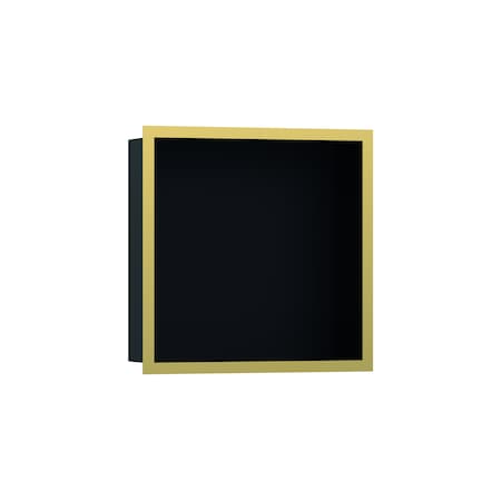 Hansgrohe XtraStoris Individual Wall Niche Matte Black with Design Frame 12"x 12"x 4" in Polished Gold Optic 56098990