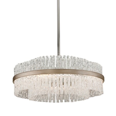 Corbett Lighting Chime 8 Light Chandelier 26.75 In. Silver Leaf Polished Stainless 204-46-SL/SS