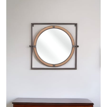 Homeroots 22" Gray Square Steel Framed Accent Mirror 391657