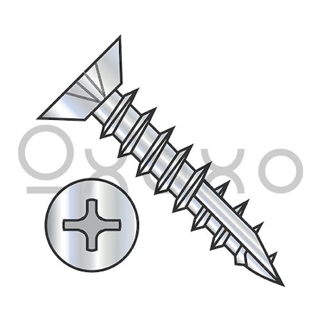 Oxoxo 6-13X1/2 Phillips Flat Undercut Deep Thread Wood Screw Type 17 Full Thread Zinc Bake, 10000PK 559000
