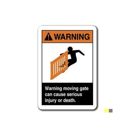 Signmission 10 in Height, Plastic, 10" x 7", ANSI-710WS Warning Moving Gate ANSI-710WS Warning Moving Gate