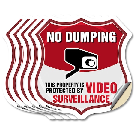 Signmission No Dumping Shield Sign This Property Is, 6 inch X 6 inch, Vinyl Decal, 5PK SHI-D-5PACK-6-393