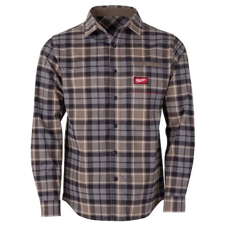 Milwaukee Hand Trucks Gridiron XL Long Sleeve Men's Collared Gray Flannel Shirt M551G-XL