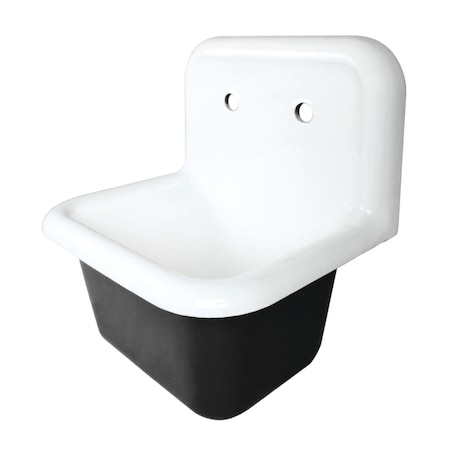 Kingston Brass 22" Cast Iron Single Bowl Wall Mount Utility Sink, White GCLWS221811