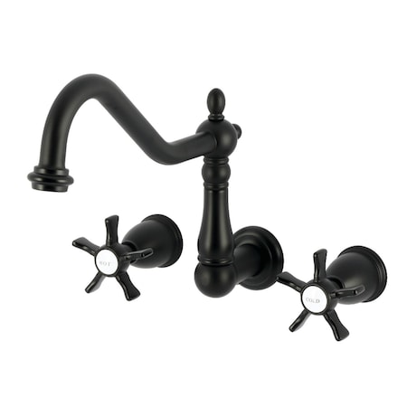 Kingston Brass Two-Handle Wall Mount Tub Faucet, Matte Black KS1020NX