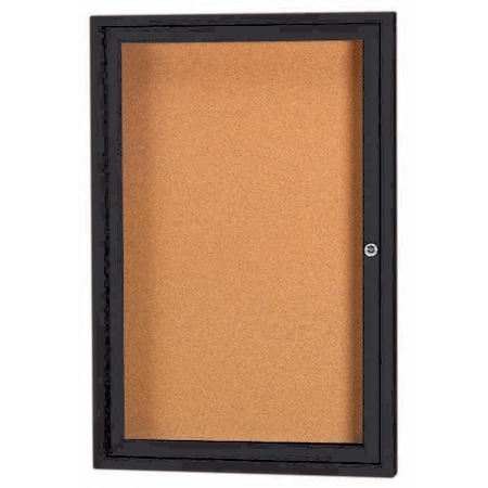 Aarco Illuminated Enclosed Bulletin Board w/ Black Powder Coated Al Frame, 24''Hx18''W DCC2418RIBK