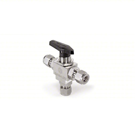 Ham-Let Manual 3-Way Ball Valve, 8mm, 316 SS H-6800-SS-L-8MM-IPST