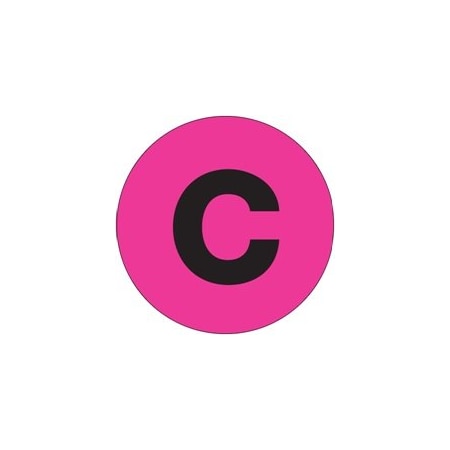 Bubblefast 1'' Circle - ''C'' Fluorescent Pink Letter Labels BFDL7004