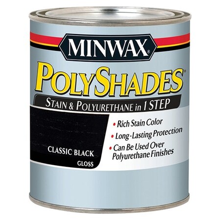Polyshades 1/2 Pt Classic Black Wood Stain And Polyurethane, Gloss 21495