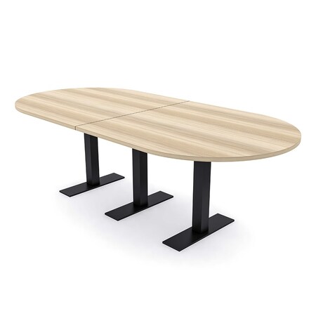 Skutchi Designs 8 Person Conference Table With Power Unit | 8' Racetrack Table | Harmony Series HAR-RAC-48X96-T.BK-K525-NA