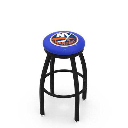 Holland Bar Stool Co 36" Blk Wrinkle New York Islanders Swivel Bar Stool, Accent Ring L8B2B36NYIsln