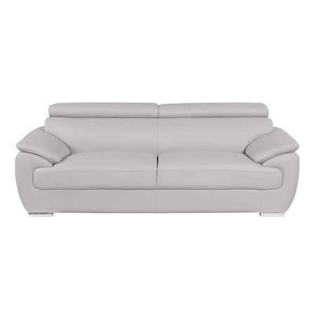 Homeroots 86" Light Gray Top Grain Leather Sofa 721566