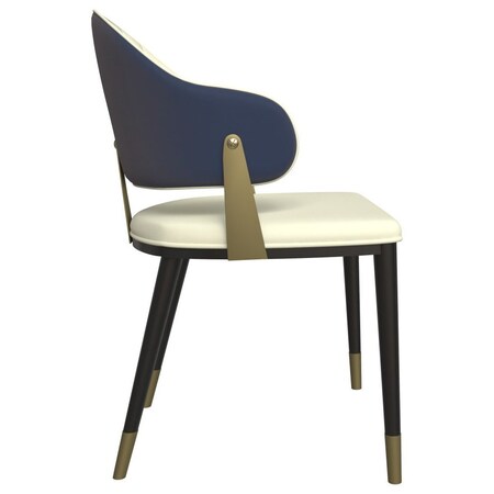 Leisuremod Aria Modern Dining Chair in Leather and Iron Legs with Curved Back in Blue, 2PK AC45BU2