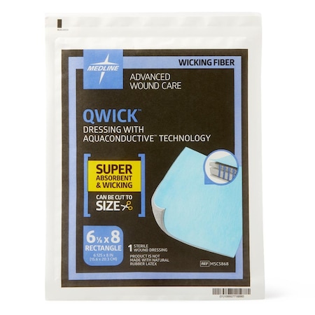 Medline Qwick Nonadhesive Dressing with Aquaconductive Technology, 6.125in x 8in MSC5868H