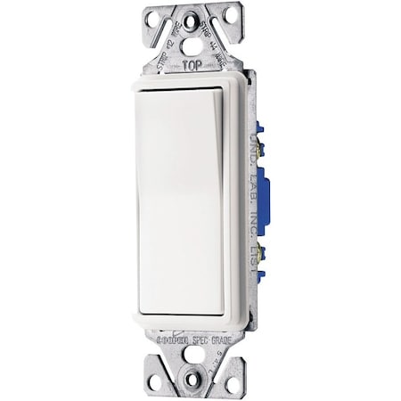 Eaton Wiring Devices 7500 Rocker Switch, 15 A, 120277 V, 3Way, Lead Wire Terminal, White C7513W-SP-L